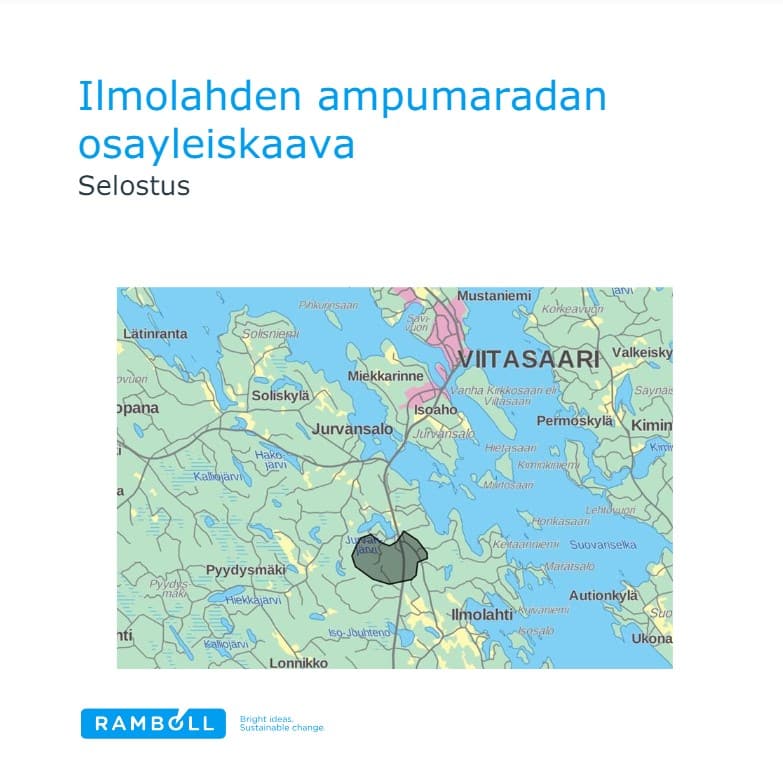 Ilmolahden ampumaradan osayleiskaava - raportin kansikuva. Kartta ja teksti. 